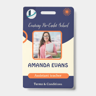 Photo Employee Logo or QR CODE Security Cornsilk ID Badge