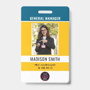 Photo Employee Logo or QR CODE Security ID Badge