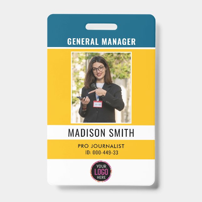 Photo Employee Logo or QR CODE Security ID Badge (Front)