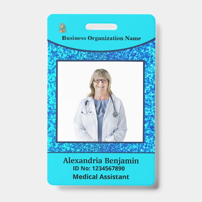 Photo Employee Name Bar Code Logo Custom ID Badge (Front)