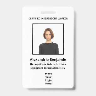 Photo Employee Name Logo Bar Code ID Custom Badge