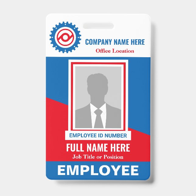 Photo Employee Tricolor Any Colour Template ID Badge (Front)