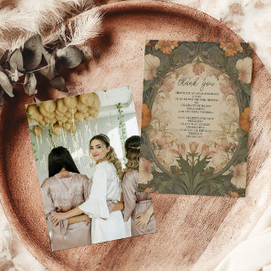 Photo Enchanted Garden Art Nouveau Bridal Shower  Thank You Card