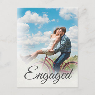 Photo Engagement Elegant Simple Modern Script Postcard