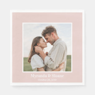 Photo Engagement Party Blush Pink  Napkin