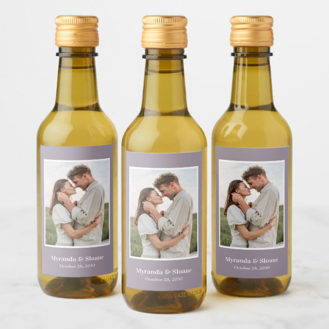 Photo Engagement Party Purple Wine Label (Bottles)