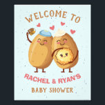 Photo Enlargement Print<br><div class="desc">Hanukkah Baby Shower for the new parents to be. Features mummy and daddy potatoes with hats made out of sourcream and a yarmulke and holding a cute latke baby with flower bow. Great for a girl baby to be! All wording can be changed. To make more changes go to Personalise...</div>