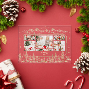Photo Ethereal Gold Christmas Tree Woodland Acrylic Invitations