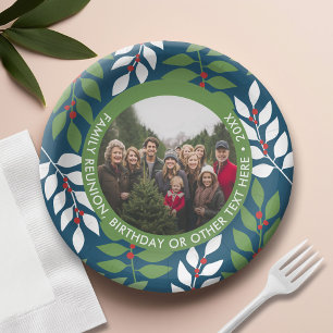 Photo - Eucalyptus Border - Red Blue Green Family Paper Plate