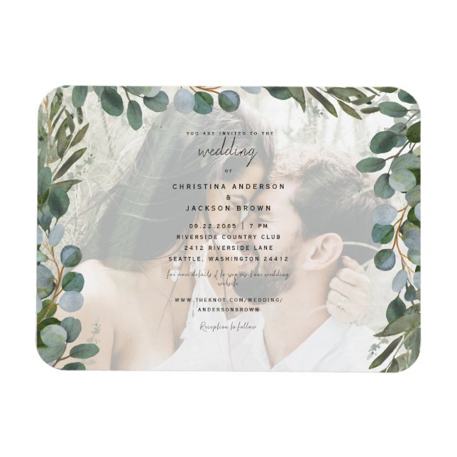 Photo Eucalyptus Wedding Invitation Magnet (Horizontal)