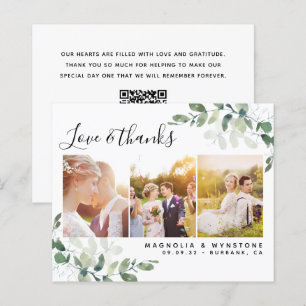 Photo Eucalyptus Wedding QR Thank You Card
