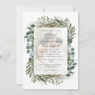 Photo Eucalyptus White Wedding Invitation
