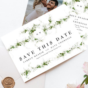 Photo Eucalyptus Wreath Monogram Wedding Save The Date