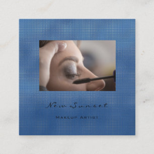 Photo Event Makeup Artist Beauty Studio Blue Square Business Card