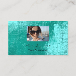 Photo Event Makeup Artist Leather Shimmering Aqua Business Card