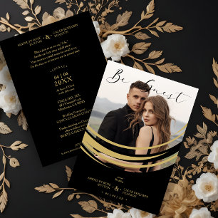 Photo Exquisite Modern Golden Abstract Shape Invitation