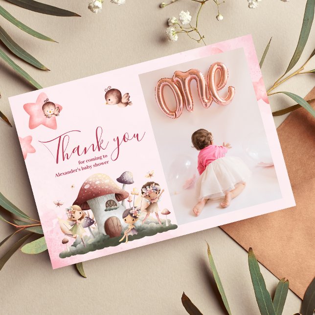 Photo Fairy First Girl's 1st Birthday Thank You Card (Creator Uploaded)