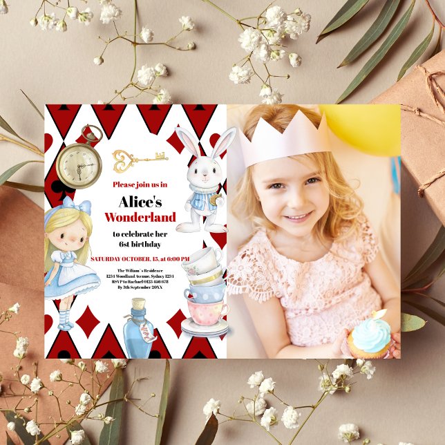 Photo Fairytale Alice in Wonderland Birthday Invitation (Creator Uploaded)