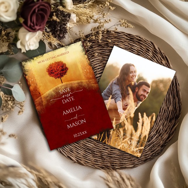Photo Fall Tree Save the Date (Photo Autumn Save our Date Card)