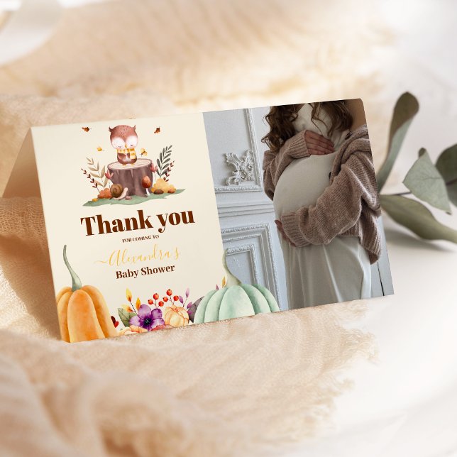 Photo Falling in Love Baby Woodland Baby Shower Thank You Card (Creator Uploaded)
