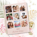 Photo family collage rose gold blush pink 2025 planner<br><div class="desc">Make your own unique family photo collage as a gift for your mum, wife or yourself. Use four, 9 of your favourite photos of your family, friends, dream travel destination or pet! Personalise and add a name and a year. The name is written with a modern hand lettered style script....</div>