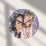 Photo family kids wife text roman large clock<br><div class="desc">Add Your own favourite photo from a summer vacation,  travel,  kids,  wife,  girlfriend/boyfriend or pet.  White roman style numbers.  Personalise and add your text,  white letters.</div>