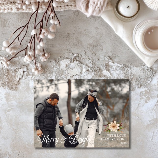 Photo Family Merry & Bright Christmas  Holiday Card (Creator Uploaded)