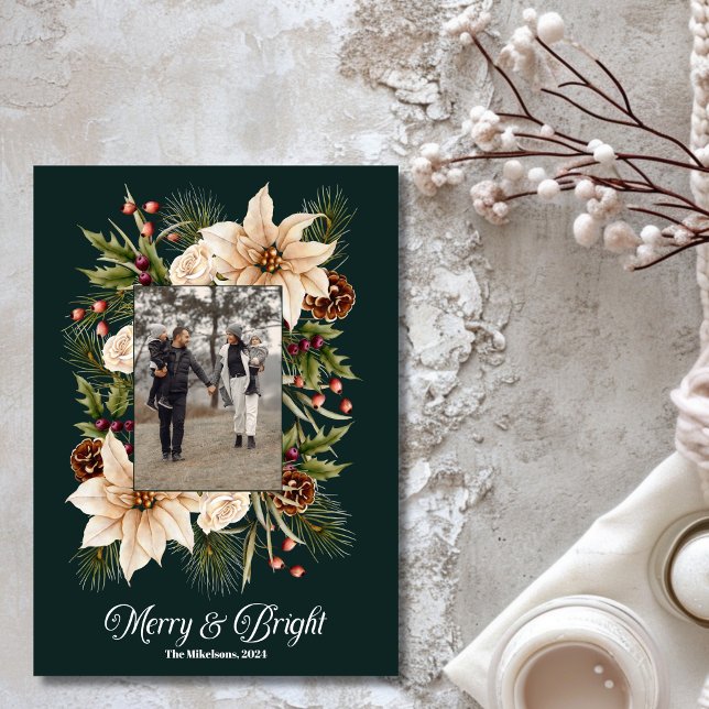 Photo Family Merry & Bright Christmas  Holiday Card (Creator Uploaded)