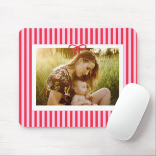 photo family red stripes bow trendy stylish mouse pad