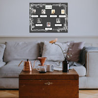 Photo Family Tree Daisy Art Border on Dark Grey