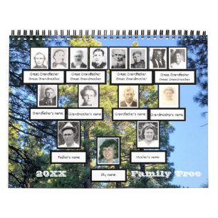 Photo Family Tree Twelve Photo Background Calendar