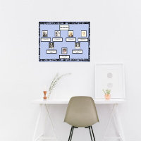 Photo Family Tree Vintage Swirl Border on Blue