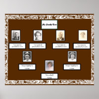 Photo Family Tree White Swirled Border on Brown
