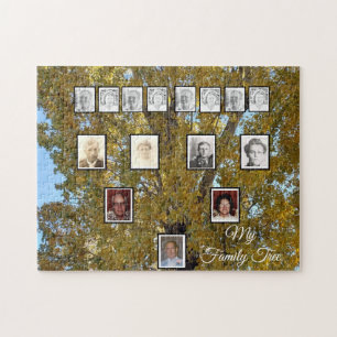 Photo Family Tree with Autumn Leaves Jigsaw Puzzle