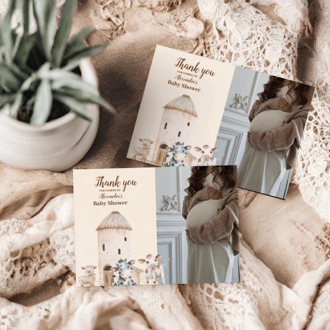 Photo Farm Animals Baby Shower Thank You Card (Creator Uploaded)