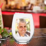 Photo father groom stemless wine glass<br><div class="desc">Personalise and add a photo.  Perfect as a gift for yourself,  father,  friend</div>