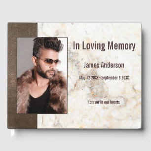 Photo Faux Leather Marble Guest Book