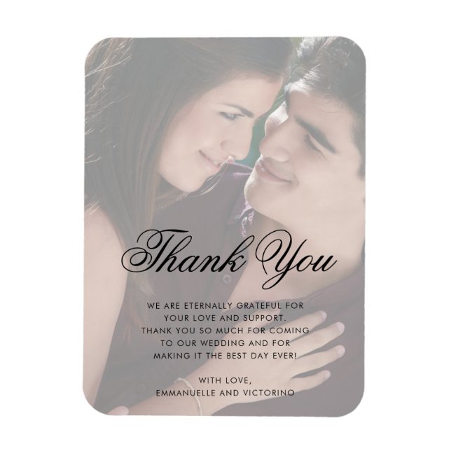 Photo Faux Vellum Thank You Elegant Wedding Favour Magnet (Vertical)