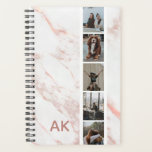 Photo Film Strip Faux Pink Marble Personalised Planner<br><div class="desc">Personalise with your own photos and name</div>