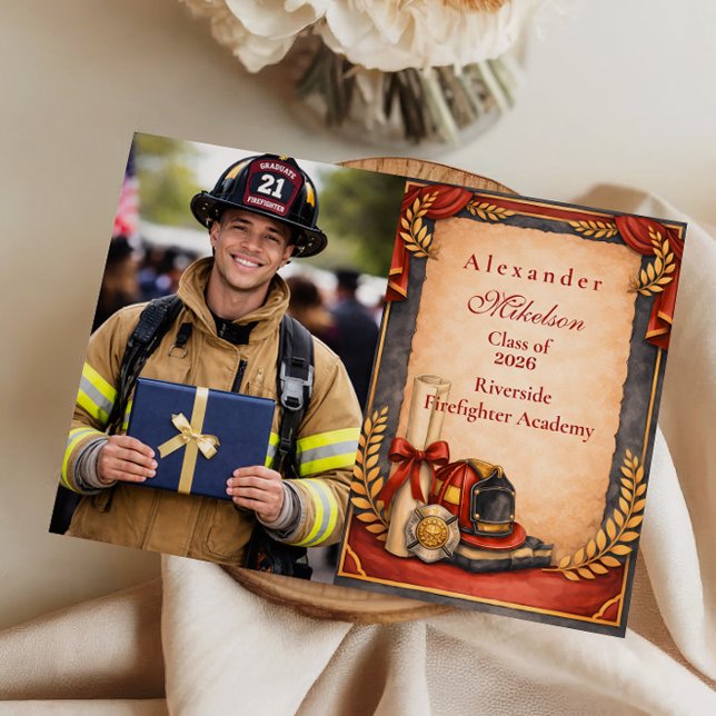 Photo Firefighter Graduation Party Announcement (Creator Uploaded)
