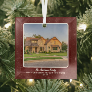 Photo First Christmas in New Home Glass Tree Decoration