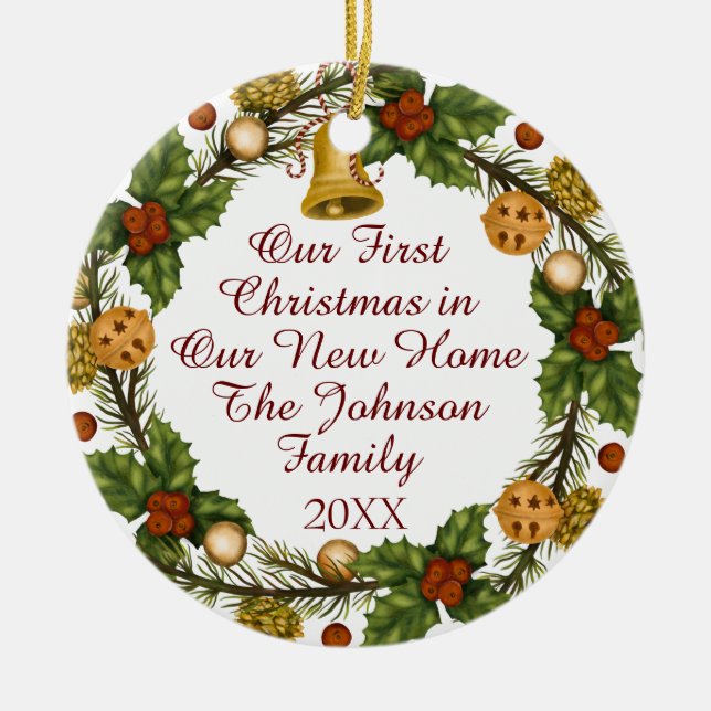Photo First Christmas New Home Ceramic Ornament (Front)