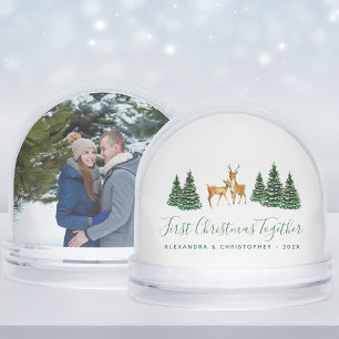 Photo First Christmas Together Deer Stag & Doe  Snowglobe