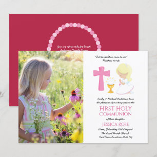 PHOTO First Holy Communion Invites Girl BLONDE
