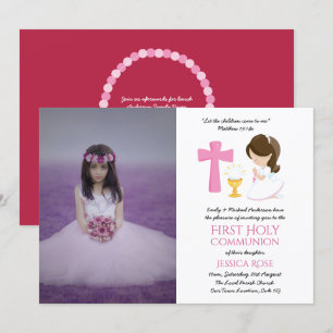 PHOTO First Holy Communion Invites Girl BRUNETTE
