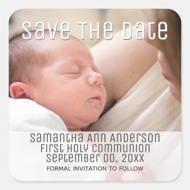 Photo first holy communion minimalist DIY Square Sticker (Front)