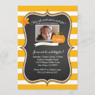 Photo First Pumpkin Birthday Party Invitation