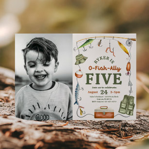 Photo Fishing 5th Birthday Invitation