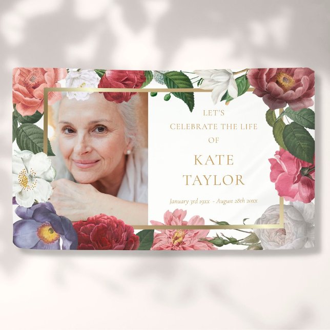 Photo Floral Funeral Memorial Service Banner (Creator Uploaded)
