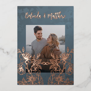 Photo Floral Line Art Rose Gold Wedding